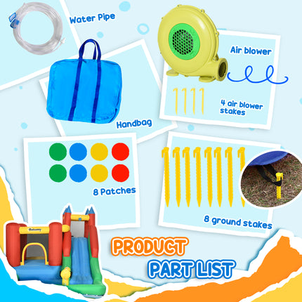 6-in-1 Inflatable Water Slide & Bounce House – Giant Bouncing Castle with Water Cannon, Climbing Wall & Splash Pool – Heavy Duty Outdoor Fun for Kids (Blower Included)