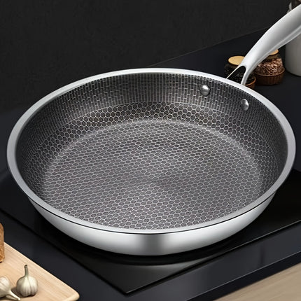 Hybrid Honeycomb Stainless Steel Frying Pan – Non-Stick & Scratch-Resistant Skillet – Laser Etched