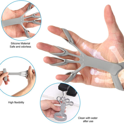 Silicone Finger Strengthener & Hand Grip Trainer – Adjustable Resistance Finger Stretcher – Rehabilitation Exercise Tool for Arthritis, Recovery & Grip Power
