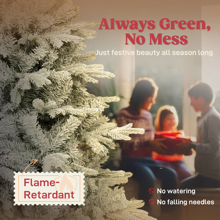 7.5-Foot Frosted Artificial Spruce Christmas Tree – Realistic Flocked Hinged Branches for Festive Holiday Home Decor