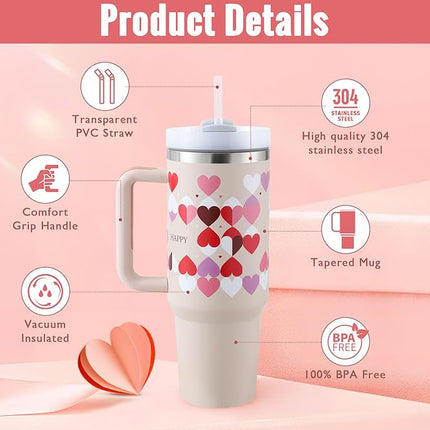 Oversized 40oz Travel Mug with Straw – Spill-Proof Insulated Water Bottle for Gym, Office & Road Trips