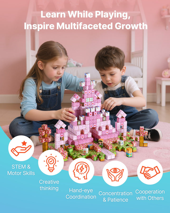 100-Piece Princess Castle Magnetic Building Blocks Set