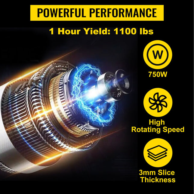 750W High-Torque Electric Meat Shredder – Industrial 3mm Blade Slicer for High-Volume Food Processing
