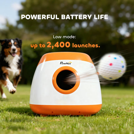 Automatic Dog Ball Launcher for Medium & Large Dogs – Adjustable 26.79ft Launch Distance – Interactive Fetch Machine with Tennis Balls (Orange)