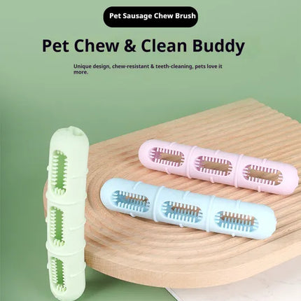 Dog Chew Toy for Teeth Cleaning – Durable Rubber Sausage Shape – Dental Care Toothbrush Toy for Small & Medium Dogs
