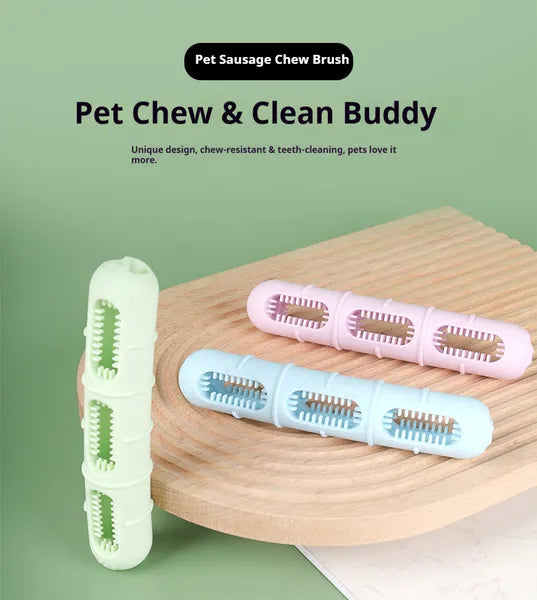 Dog Chew Toy for Teeth Cleaning – Durable Rubber Sausage Shape – Dental Care Toothbrush Toy for Small & Medium Dogs