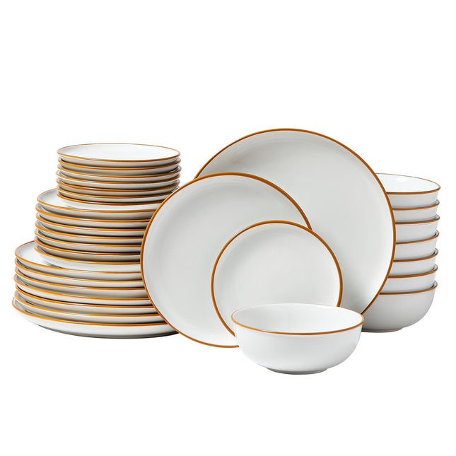 32-Piece Premium Ceramic Dinnerware Set – Complete Service for 8 – Elegant White Plates, Bowls & Mugs Collection