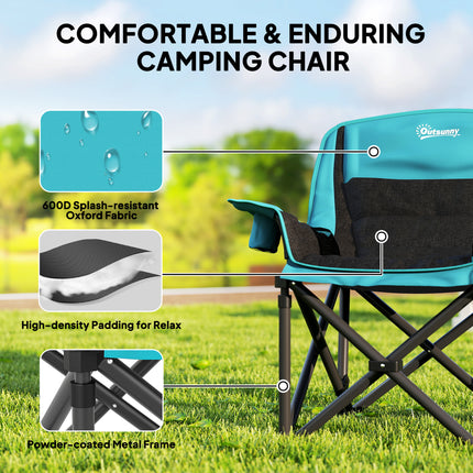 Forest Green Folding Camping Chair – Heavy-Duty Portable Outdoor Seat – With Side Pockets, Cup Holder & Carry Bag – Green & Black