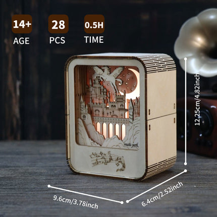 Music Park 3D Wooden Puzzle Castle – DIY Mechanical Music Box with LED Night Light – Model Building Kit – Creative Christmas & Birthday Gift for Adults & Kids