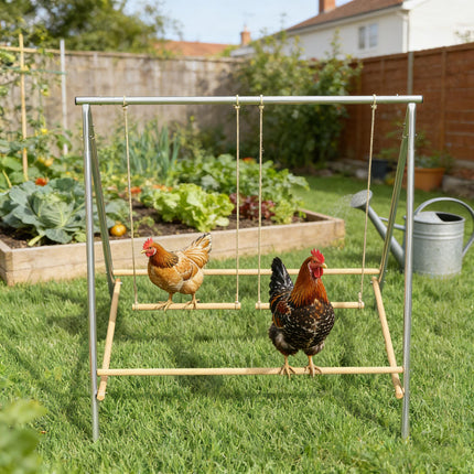 Freestanding Chicken Perch with Adjustable Swings – Weather-Resistant A-Frame Roosting Bar for Backyard Coops and Runs