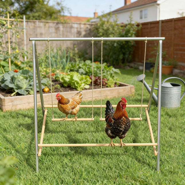 Freestanding Chicken Perch with Adjustable Swings – Weather-Resistant A-Frame Roosting Bar for Backyard Coops and Runs