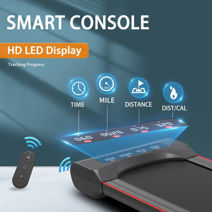Under Desk Treadmill - 2-in-1 Walking Pad for Home Office - Ultra Thin Portable Walking Machine with Remote Control & LED Display