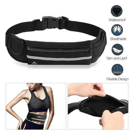 Multi-Pocket Running Belt Waist Pack – Waterproof Sports Fanny Pack – Large Capacity Adjustable Waist Pouch for Fitness, Hiking & Travel