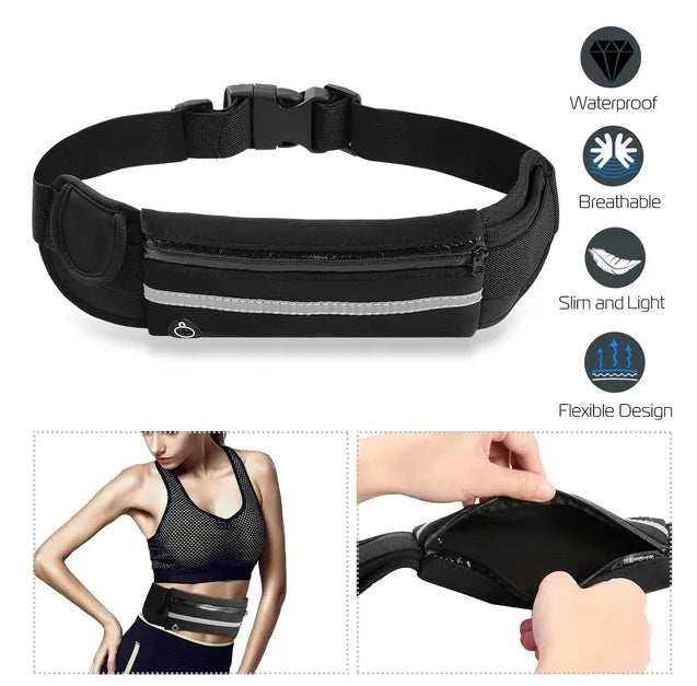 Multi-Pocket Running Belt Waist Pack – Waterproof Sports Fanny Pack – Large Capacity Adjustable Waist Pouch for Fitness, Hiking & Travel