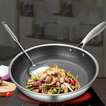 Hybrid Honeycomb Stainless Steel Frying Pan – Non-Stick & Scratch-Resistant Skillet – Laser Etched