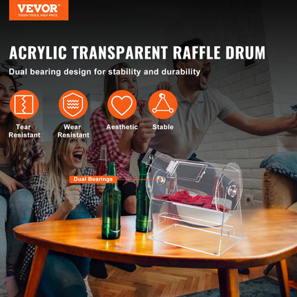 Professional Acrylic Raffle Drum – Transparent Ticket Spinning Cage with Lock & 2 Keys – Holds 2500 Tickets or 100 Balls – For Lottery, Bingo & Tradeshows