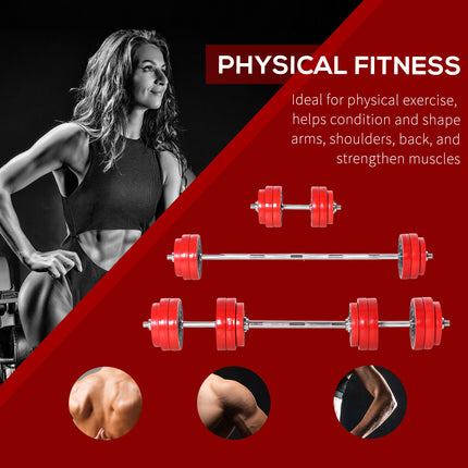 66lbs Adjustable Dumbbell & Barbell Set – 2-in-1 Convertible Weight Set for Home Gym – Strength Training Equipment for Men & Women