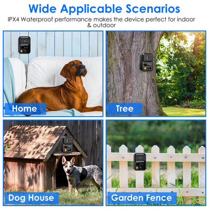 Rechargeable Ultrasonic Anti-Barking Device – IPX4 Waterproof Bark Control Box – 3 Adjustable Frequency Modes – 33ft Range Auto Dog Barking Deterrent for Indoor & Outdoor