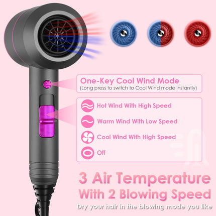 UltraLight™ 1800W Portable Hair Dryer – Quick-Dry Technology with 3 Heat Settings