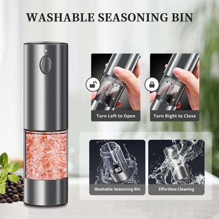 2pcs Electric Salt and Pepper Grinder Set – Battery Powered Automatic Spice Mill with Adjustable Coarseness – One-Handed Operation