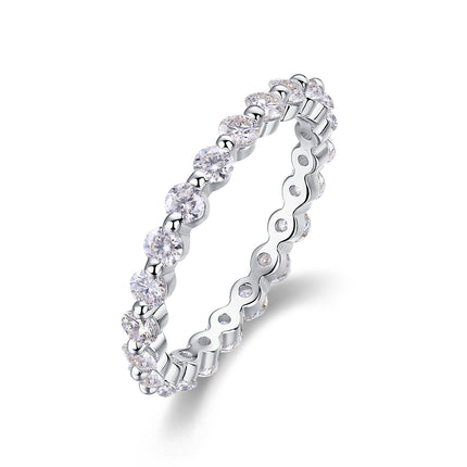 Full Eternity Moissanite Ring – 925 Sterling Silver Radiant Band – Sparkling D-Color Lab Diamond Alternative Jewelry