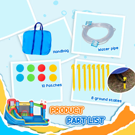 6-in-1 Inflatable Water Slide & Bounce House – Giant Bouncing Castle with Water Cannon, Climbing Wall & Splash Pool – Heavy Duty Outdoor Fun for Kids