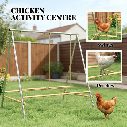 Freestanding Chicken Perch with Adjustable Swings – Weather-Resistant A-Frame Roosting Bar for Backyard Coops and Runs