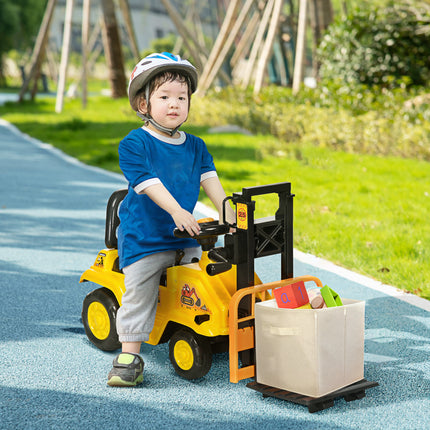 Kids' Ride-On Forklift Toy with Working Lift and Under-Seat Storage