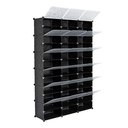 36-Compartment Modular Shoe Storage Cabinet – 12-Tier Extra Large Shoe Box Organizer with Dustproof Doors – Stackable Plastic Shoe Rack for 36+ Pairs