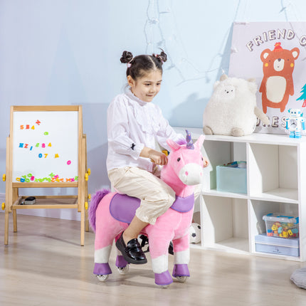 Ride-On Real Walking Unicorn – Mechanical Pony with Sparkly Horn – No Batteries Needed – Soft Plush Interactive Toy for Kids (Supports 176 lbs)