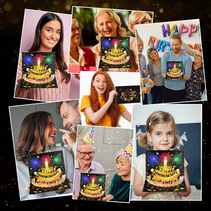 3D Pop-Up Happy Birthday Card with Music & LED Lights – Musical Cake Birthday Card – Surprise Birthday Gift for Kids, Friends & Family