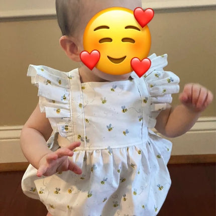 Baby Girl Honeybee Bubble Romper – 1st Bee-Day Outfit – Infant Bee Birthday Dress-Up & Photo Prop