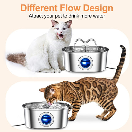 3.2L Stainless Steel Pet Water Fountain – Cowhorn Design Automatic Dispenser – Ultra-Quiet with 4 Replacement Filters for Dogs & Cats