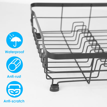 Compact Dish Drying Rack with Integrated Drainboard – Modern Kitchen Tableware Organizer & Utensil Hold