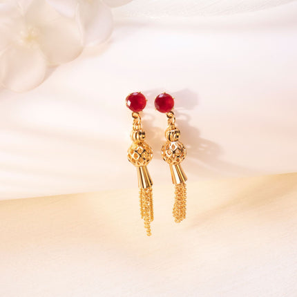 Gold-Plated Copper Tassel Drop Earrings for Women