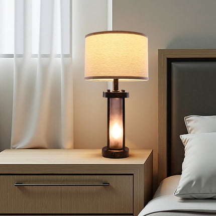 Traditional Table Lamps Set of 2 – Dual Integrated USB Ports – Vintage Bedside Lamps with Oatmeal Fabric Shades – Set for Nightstands